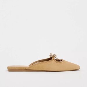 Zara Leather Tan Mules Elegant Slip-On with Bow Footwear
New never worn
